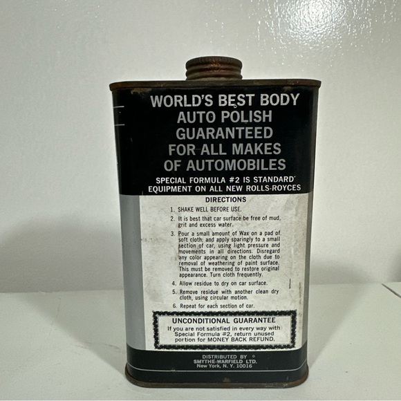 Vintage Rolls Royce Car Polish Can Empty Used Condition Garage Shop Display USA - Picture 3 of 7